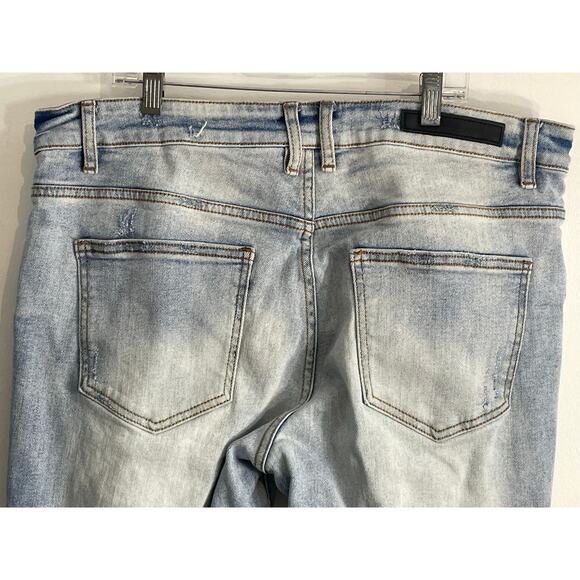 Embellish Jeans 36x32 High Rise Skinny Distressed Embroidered Patches Festival - Picture 9 of 9